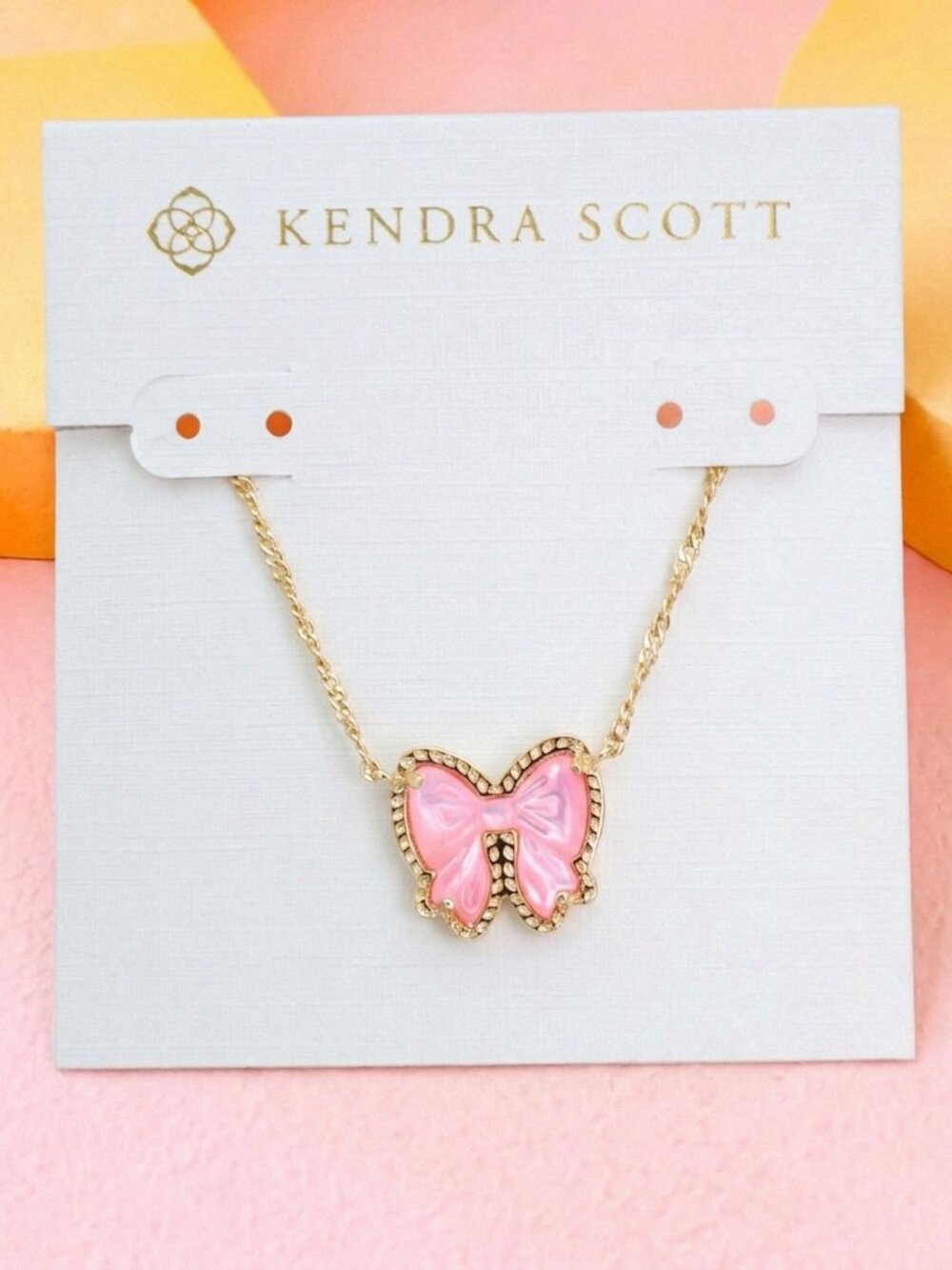 Kendra Scott - Haley Bow Blush Mother-of-Pearl Gold Necklace - NEW